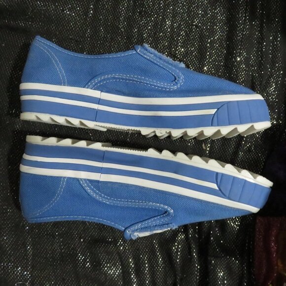 BOGO Christian Gigi Korean Loafer Wedges Boho Blue Canvas Slip On's 260 or US 9 - Picture 7 of 10